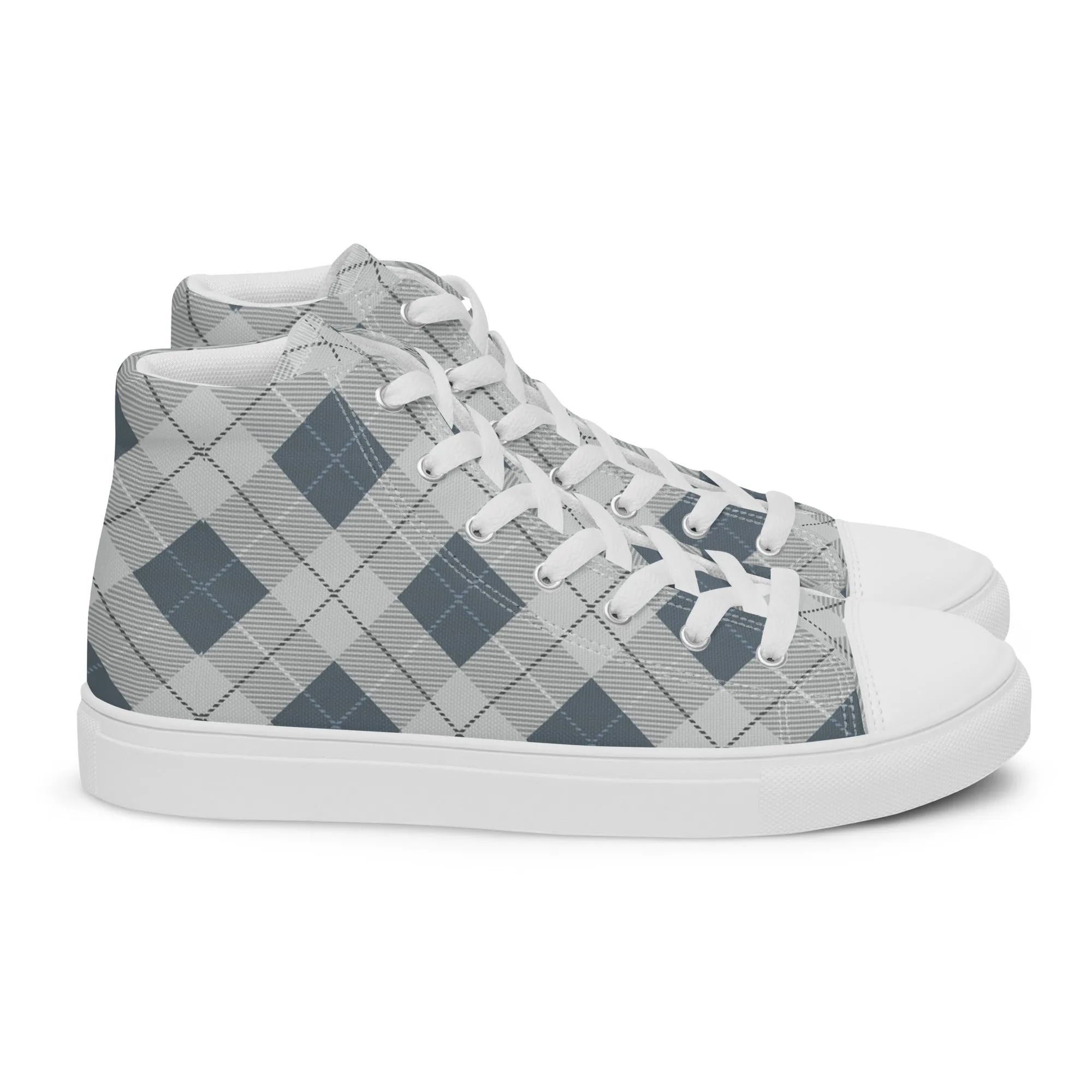 Women’s Blue Plaid high top canvas shoes