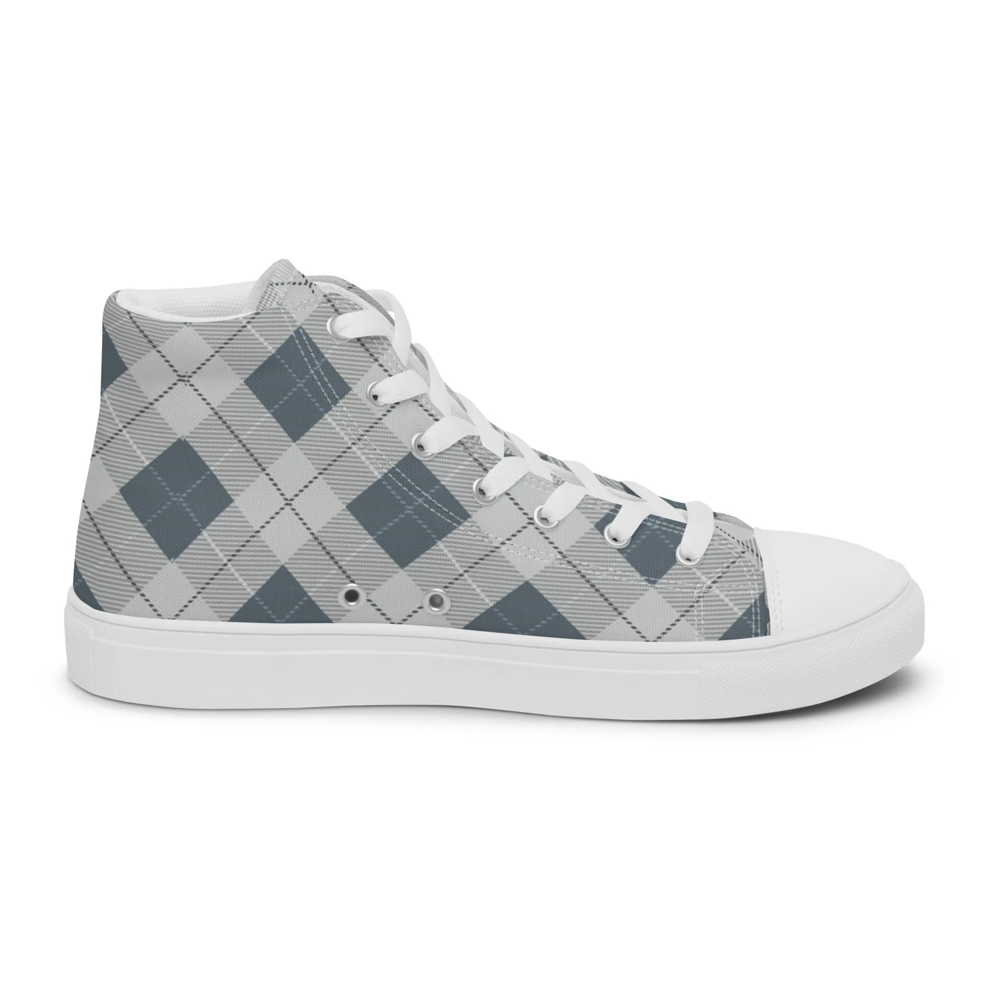 Women’s Blue Plaid high top canvas shoes