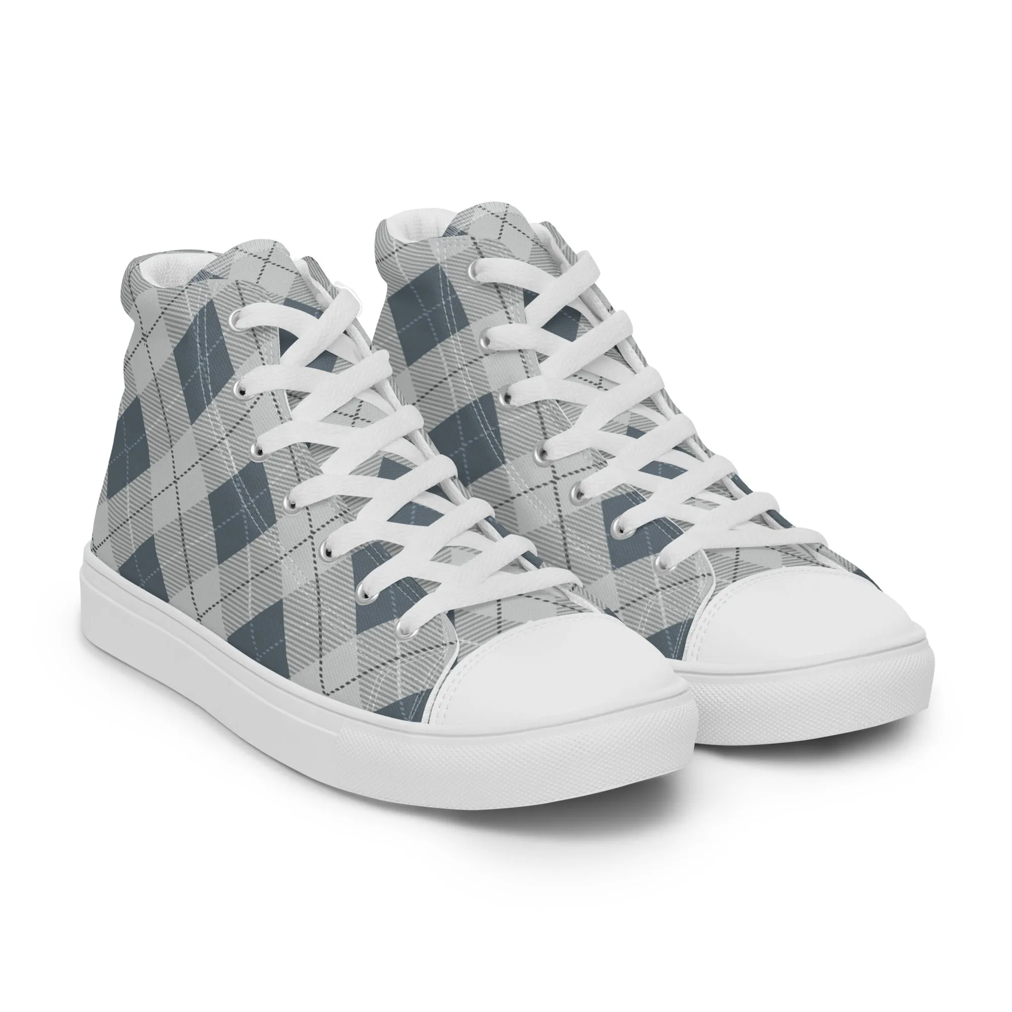 Women’s Blue Plaid high top canvas shoes