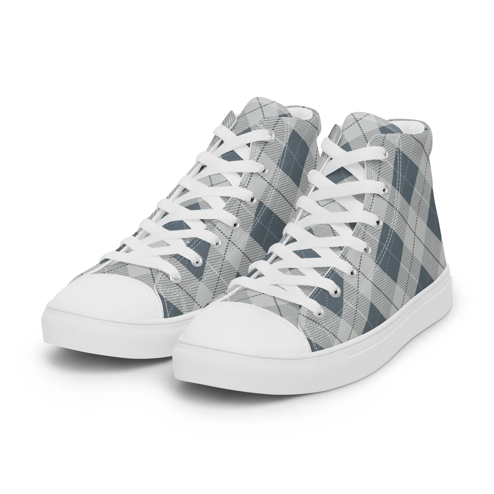 Women’s Blue Plaid high top canvas shoes