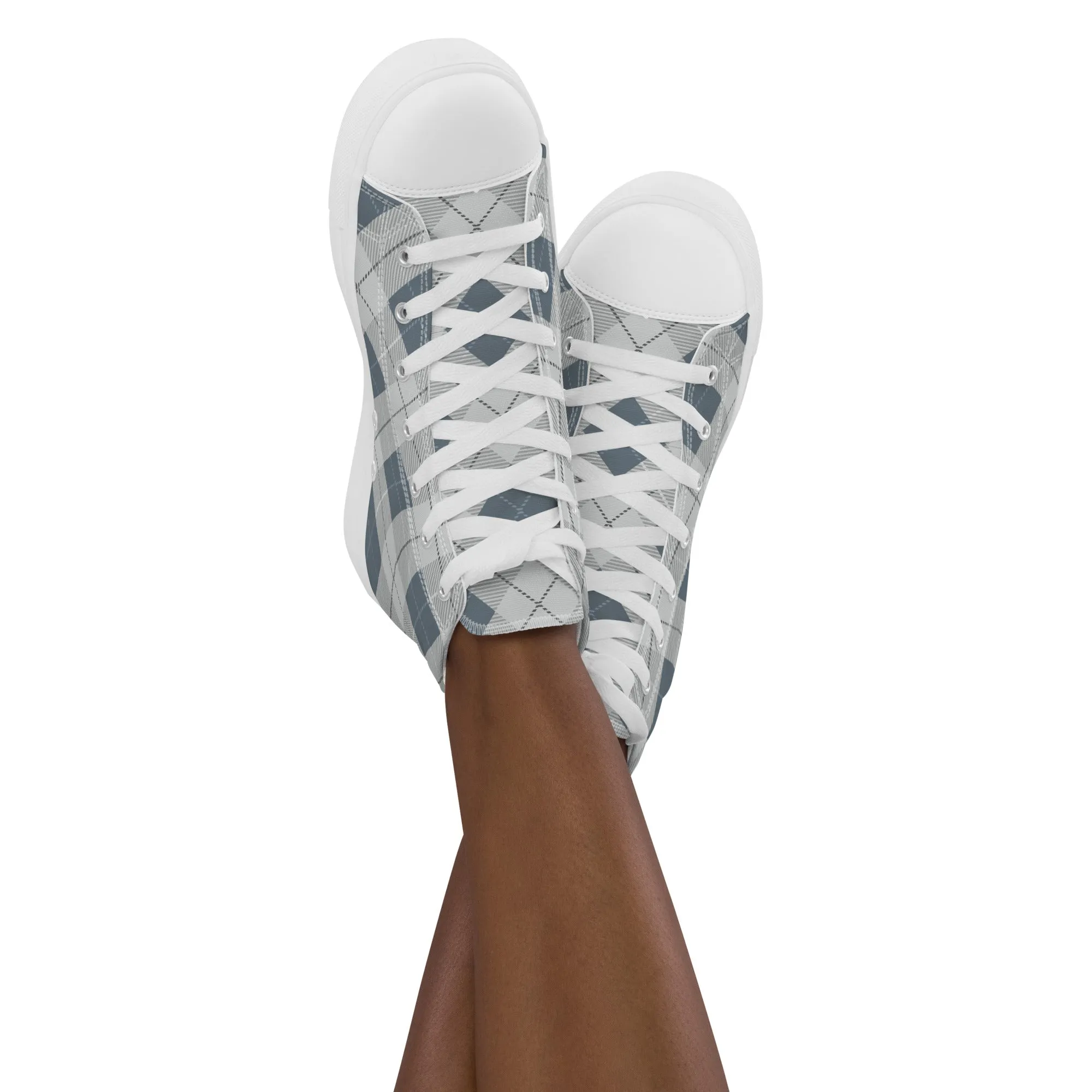 Women’s Blue Plaid high top canvas shoes