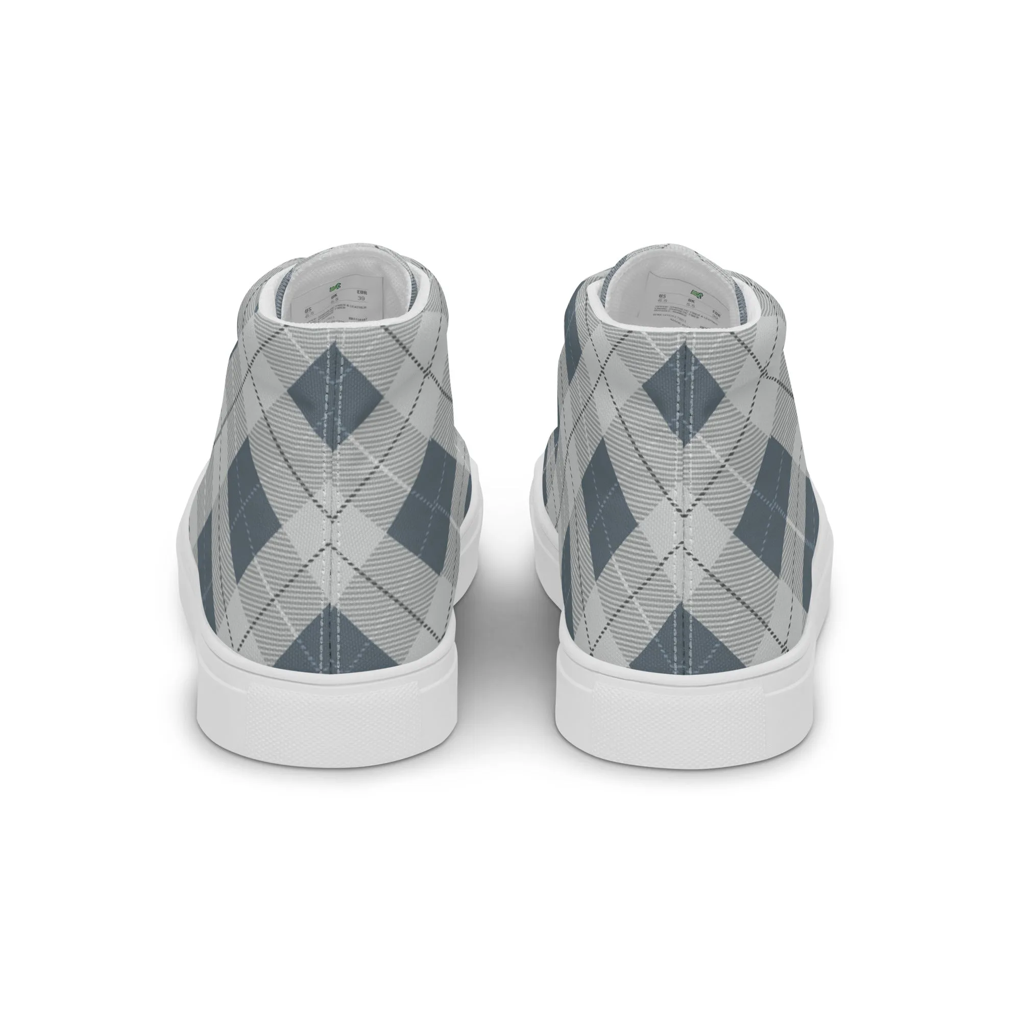 Women’s Blue Plaid high top canvas shoes