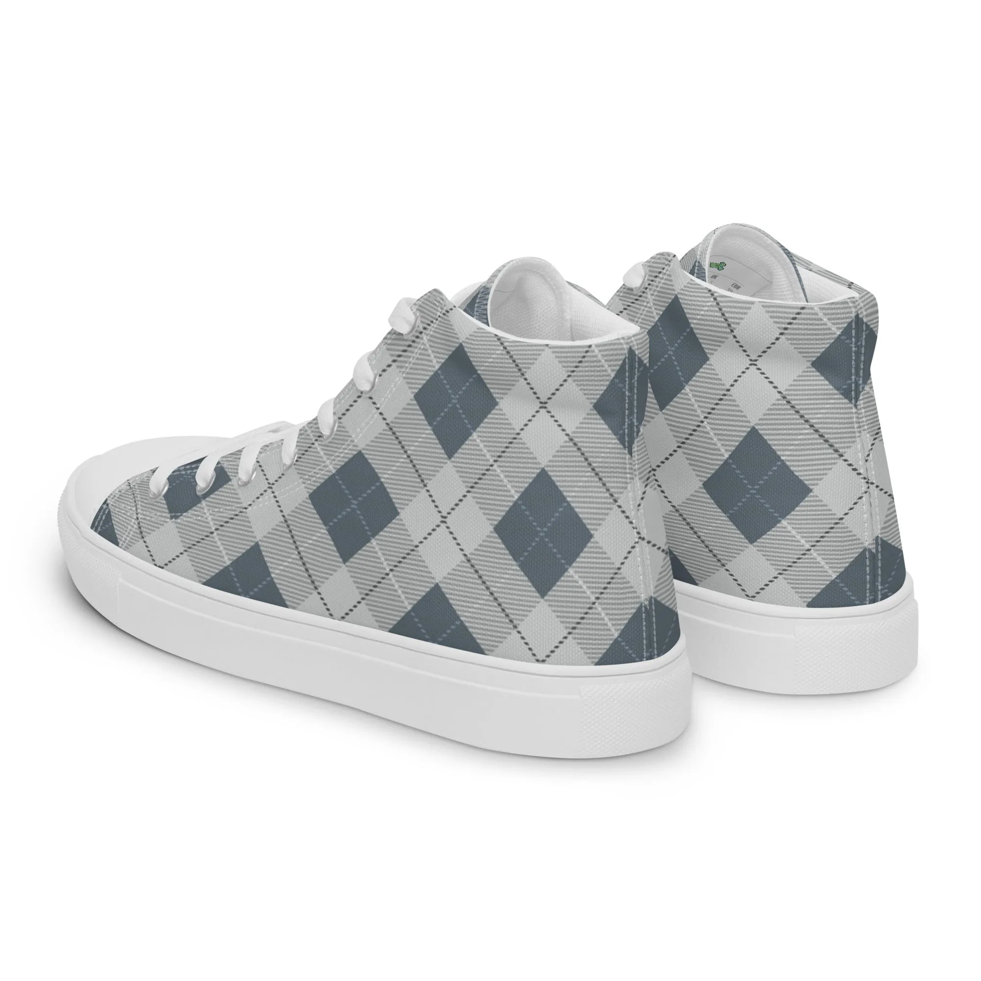 Women’s Blue Plaid high top canvas shoes
