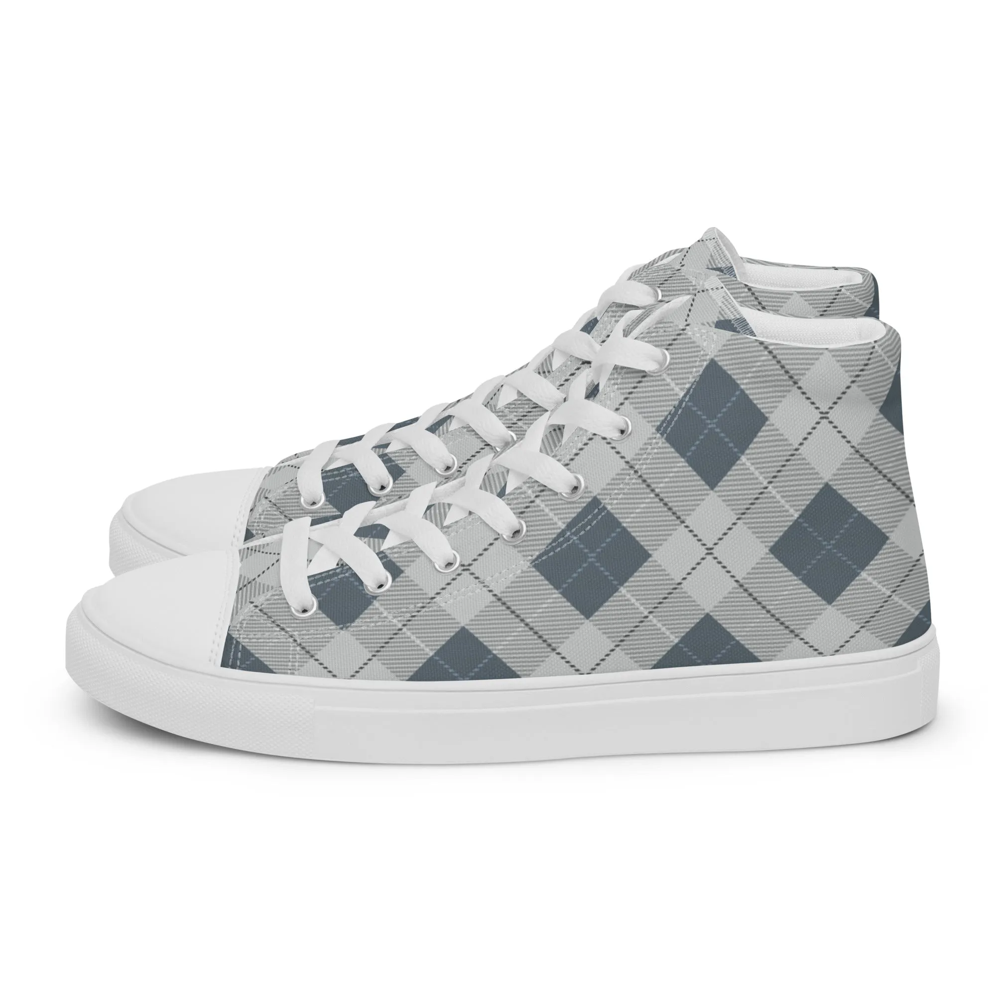Women’s Blue Plaid high top canvas shoes