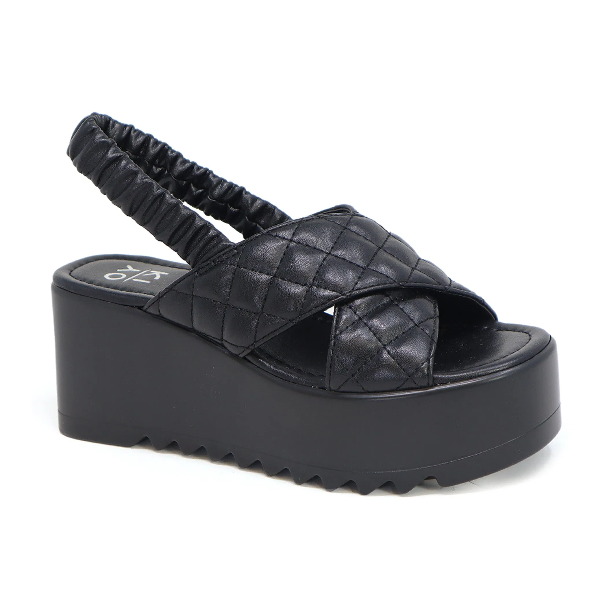 Women’s Bumble Platform Wedge With Quilted Criss Cross Straps