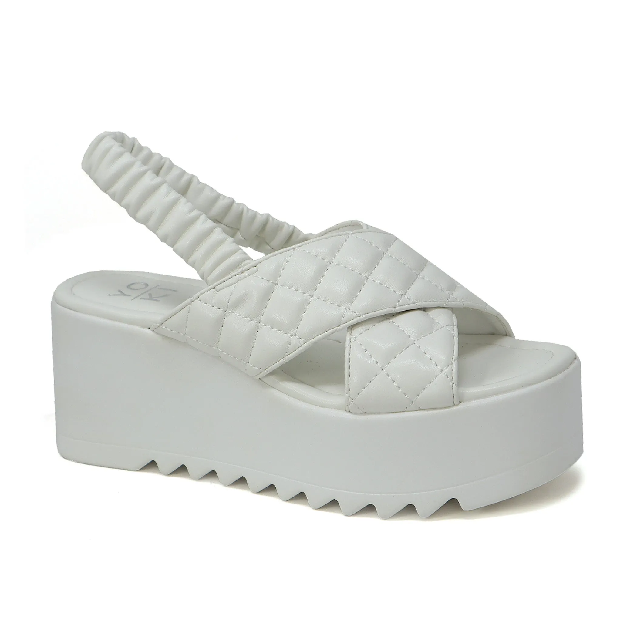 Women’s Bumble Platform Wedge With Quilted Criss Cross Straps