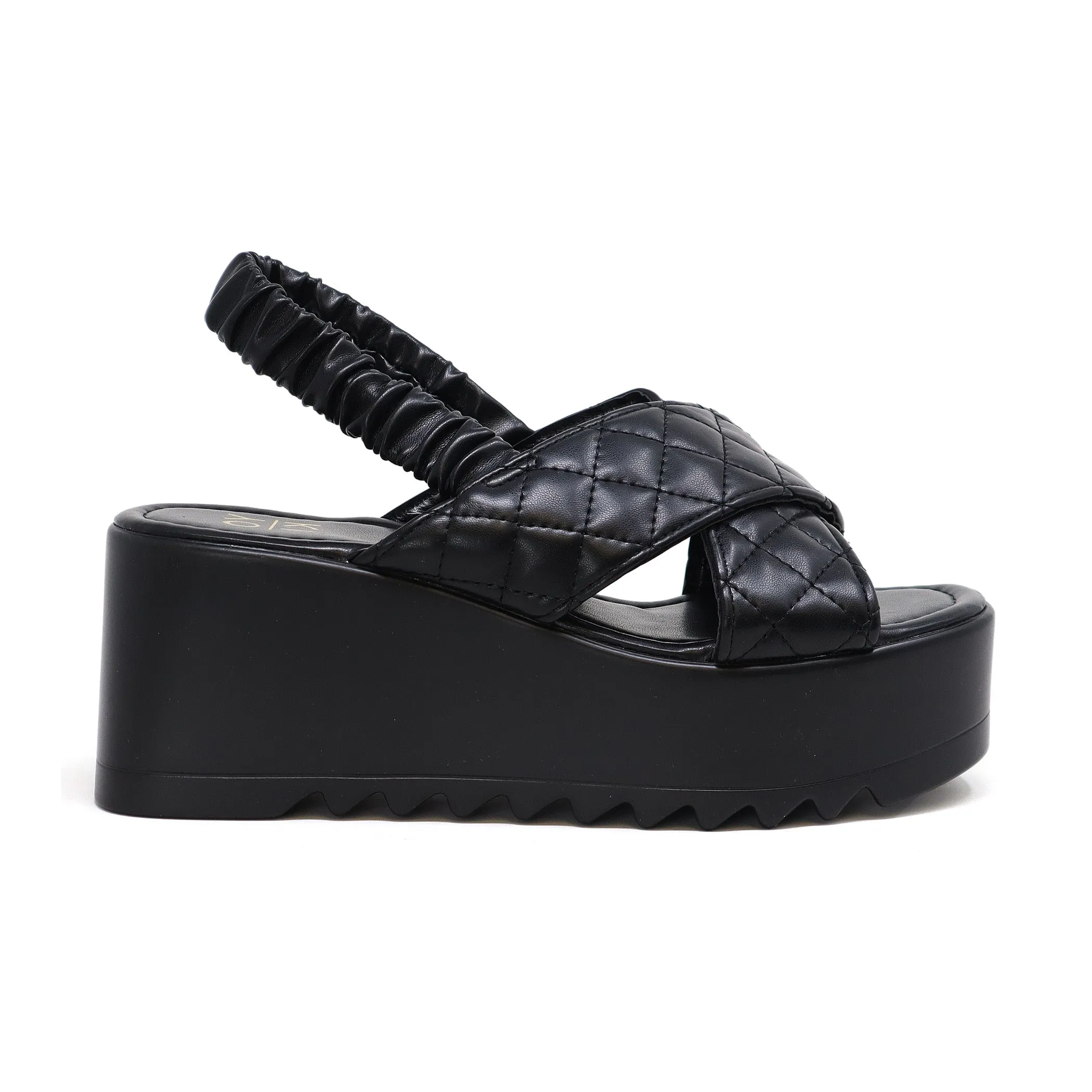 Women’s Bumble Platform Wedge With Quilted Criss Cross Straps