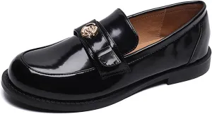 Women's Classic Patent Leather Loafers,Comfortable Slip-On Penny Flats,Business Casual Office Work Formal Shoes