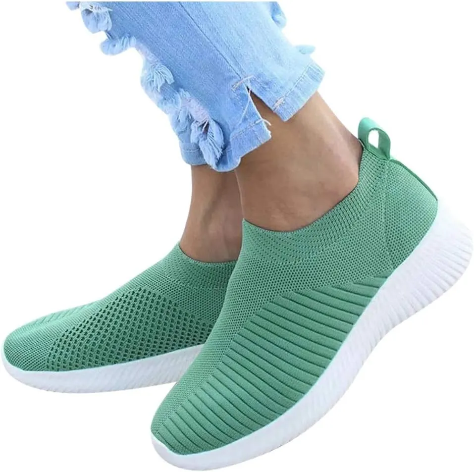 Women's Fashion Sneaker Mesh Slip On Black Non Slip Shoes for Women Comfortable Slip On Tennis Shoes Men Womens Navy Blue Loafers Mens Wide Sneakers