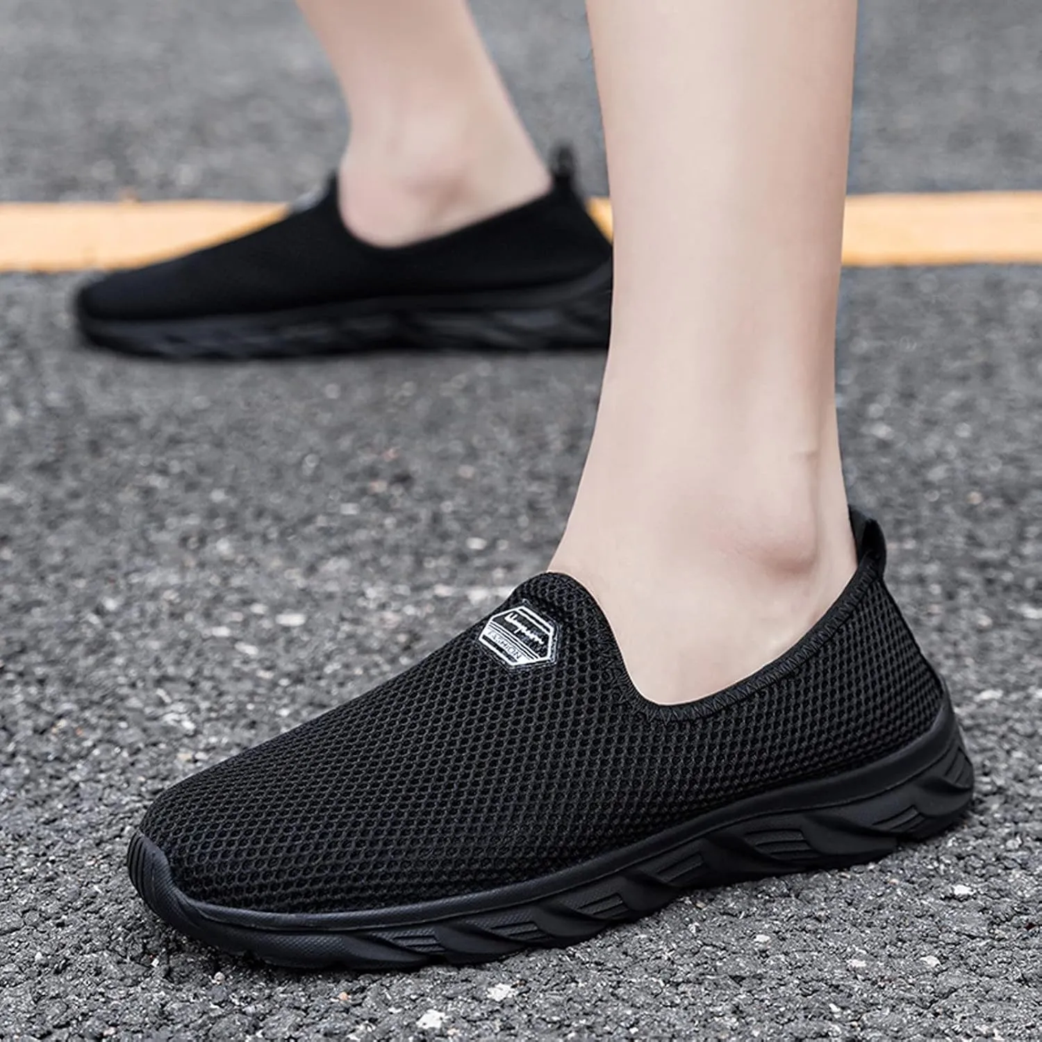 Women's Fashion Sneaker Non Slip Work Wide Comfortable Slip Resistant Work Shoes Work Tennis Shoes for Women Slip On Loafer Womens Black Slip On Sneakers