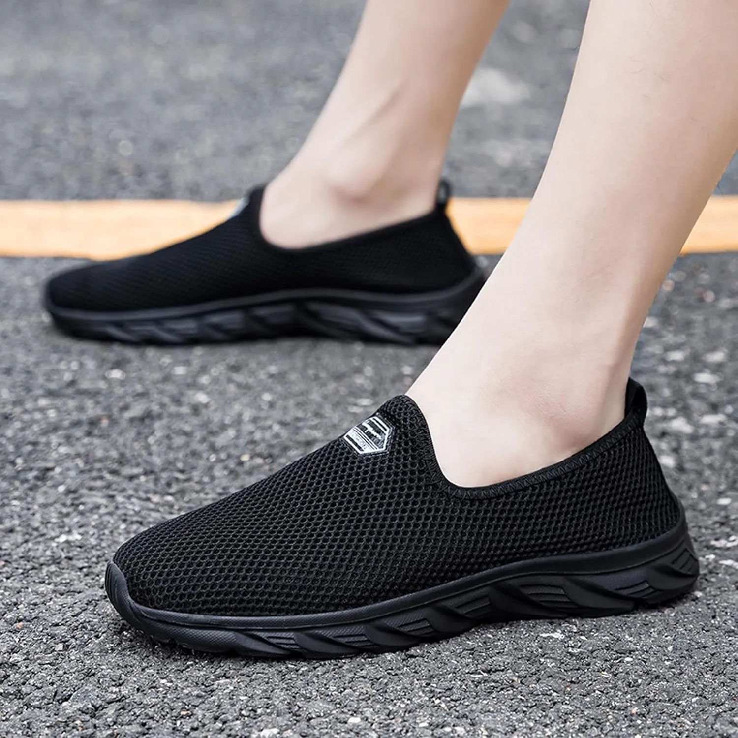 Women's Fashion Sneaker Non Slip Work Wide Comfortable Slip Resistant Work Shoes Work Tennis Shoes for Women Slip On Loafer Womens Black Slip On Sneakers