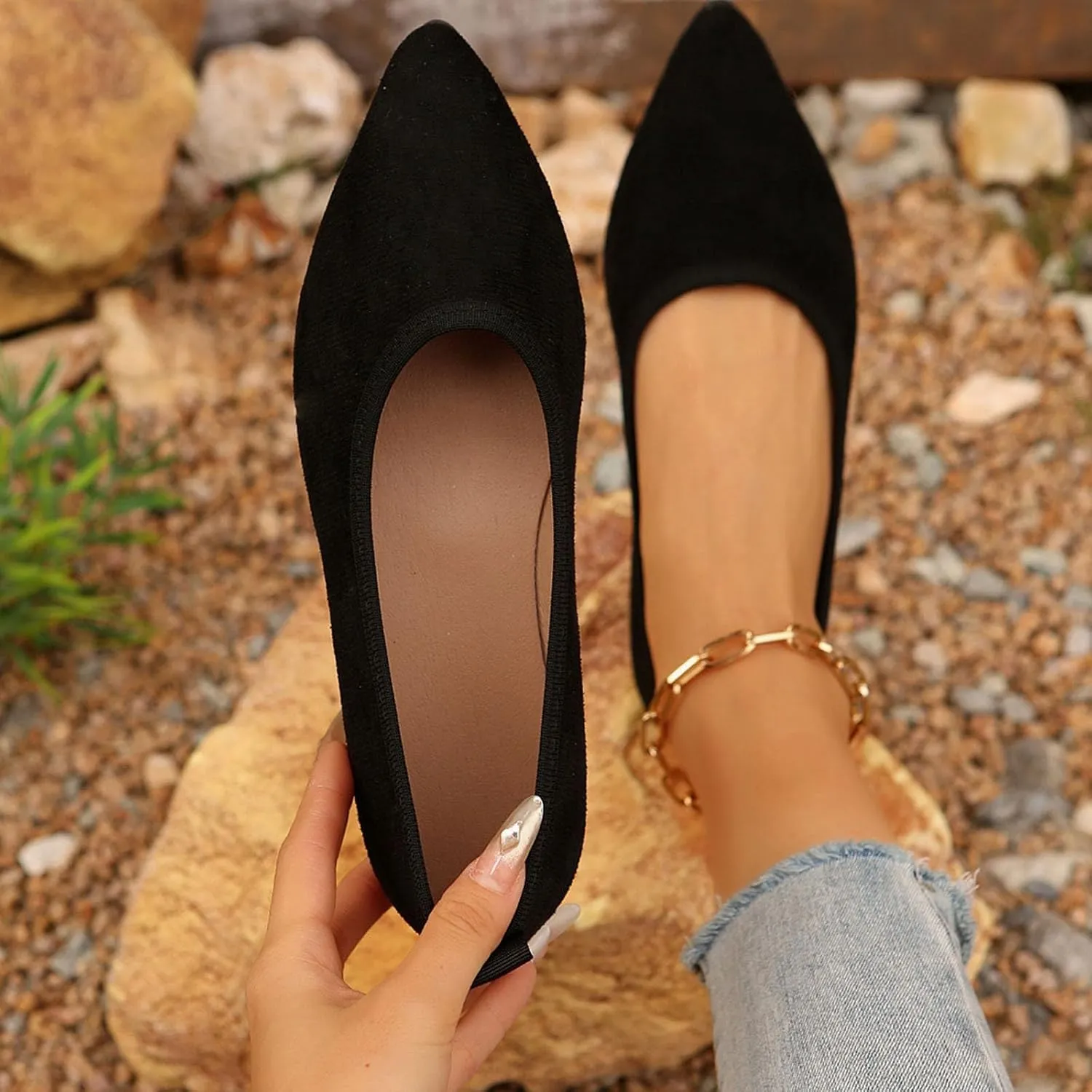 Womens Flats Ballet Flat Shoes Comfortable Slip On Loafers Dressy Work Flats Business Casual Shoes Wide Office Shoes