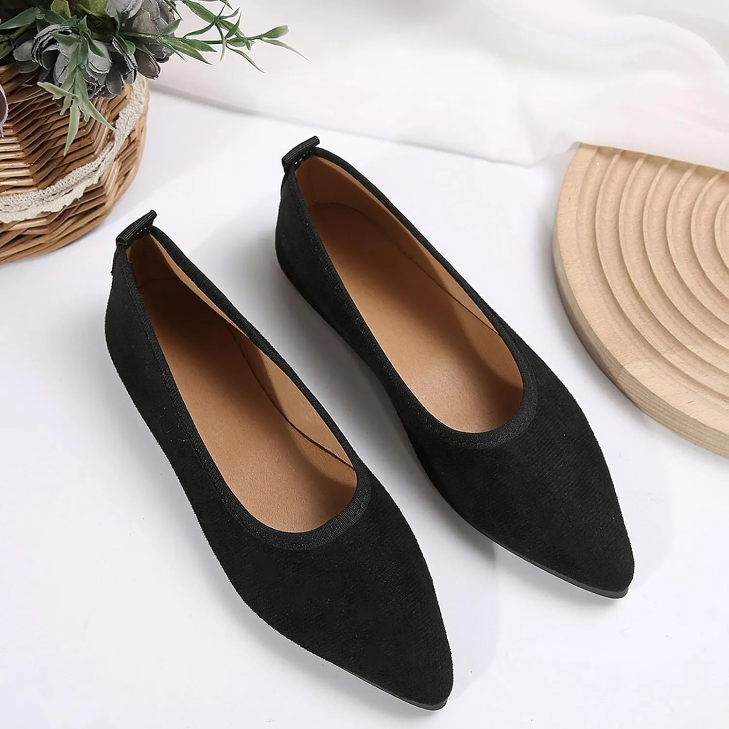 Womens Flats Ballet Flat Shoes Comfortable Slip On Loafers Dressy Work Flats Business Casual Shoes Wide Office Shoes