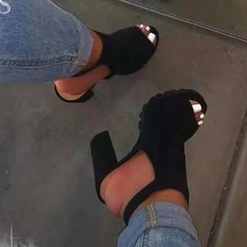 Womens' high heeled platform peep toe sandals booties
