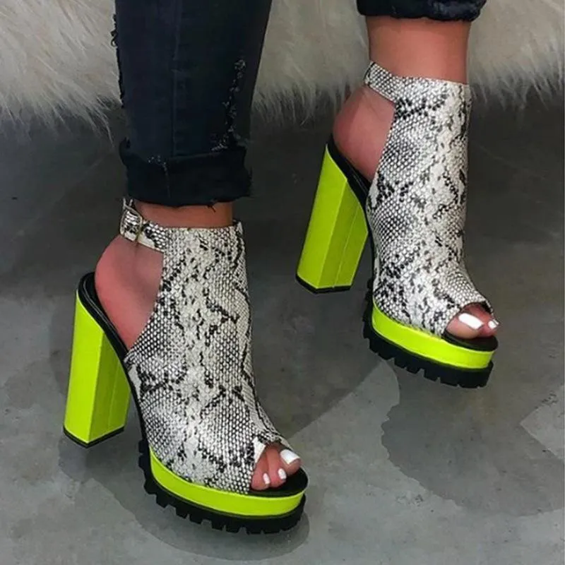 Womens' high heeled platform peep toe sandals booties