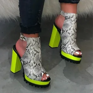 Womens' high heeled platform peep toe sandals booties