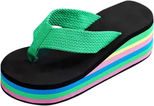 Womens Platform Flip Flops High Heels Wedge Slides Soft Cushion Summer Beach Thong Sandals Slip On Comfortable Sandal