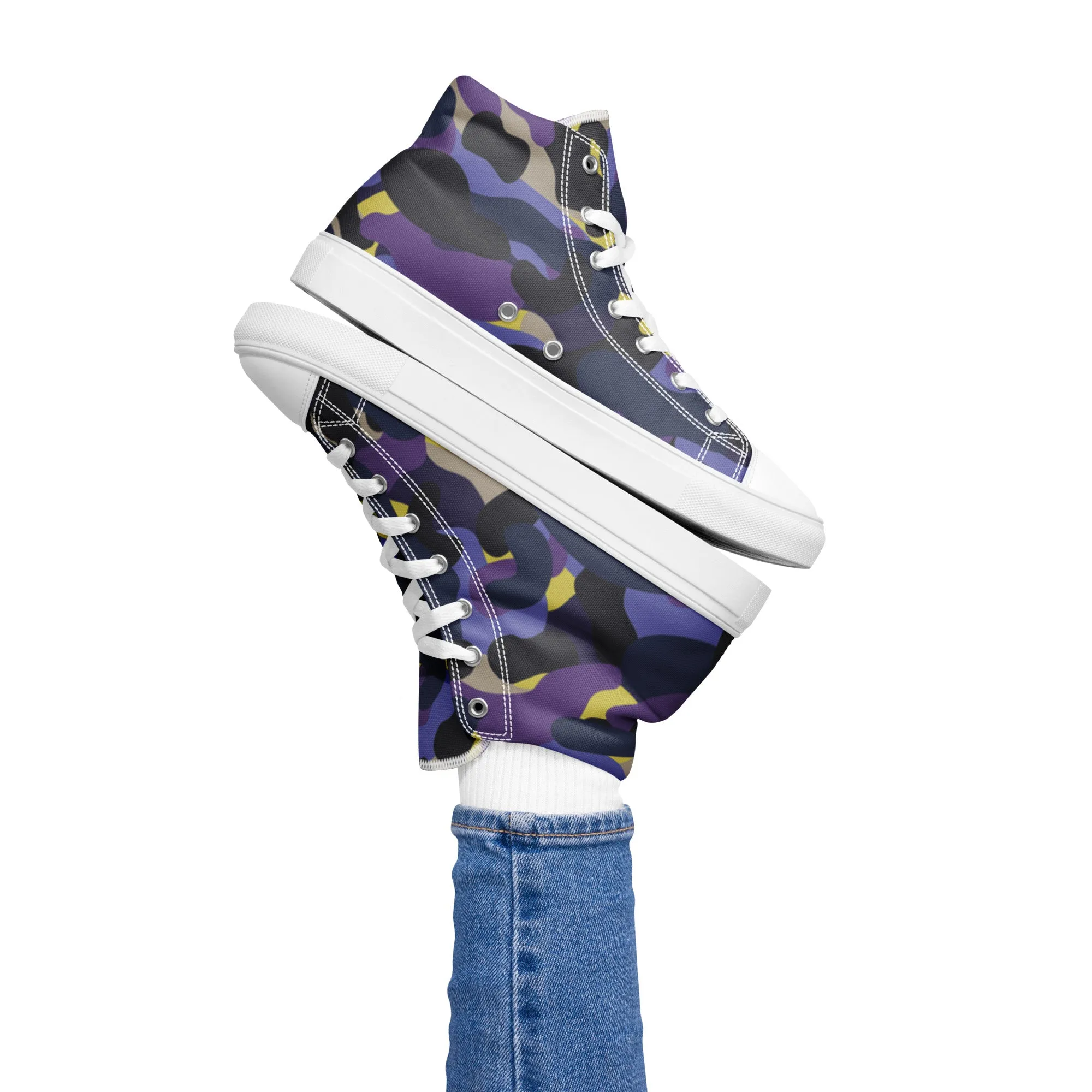 Women’s Purple Camo high top canvas shoes