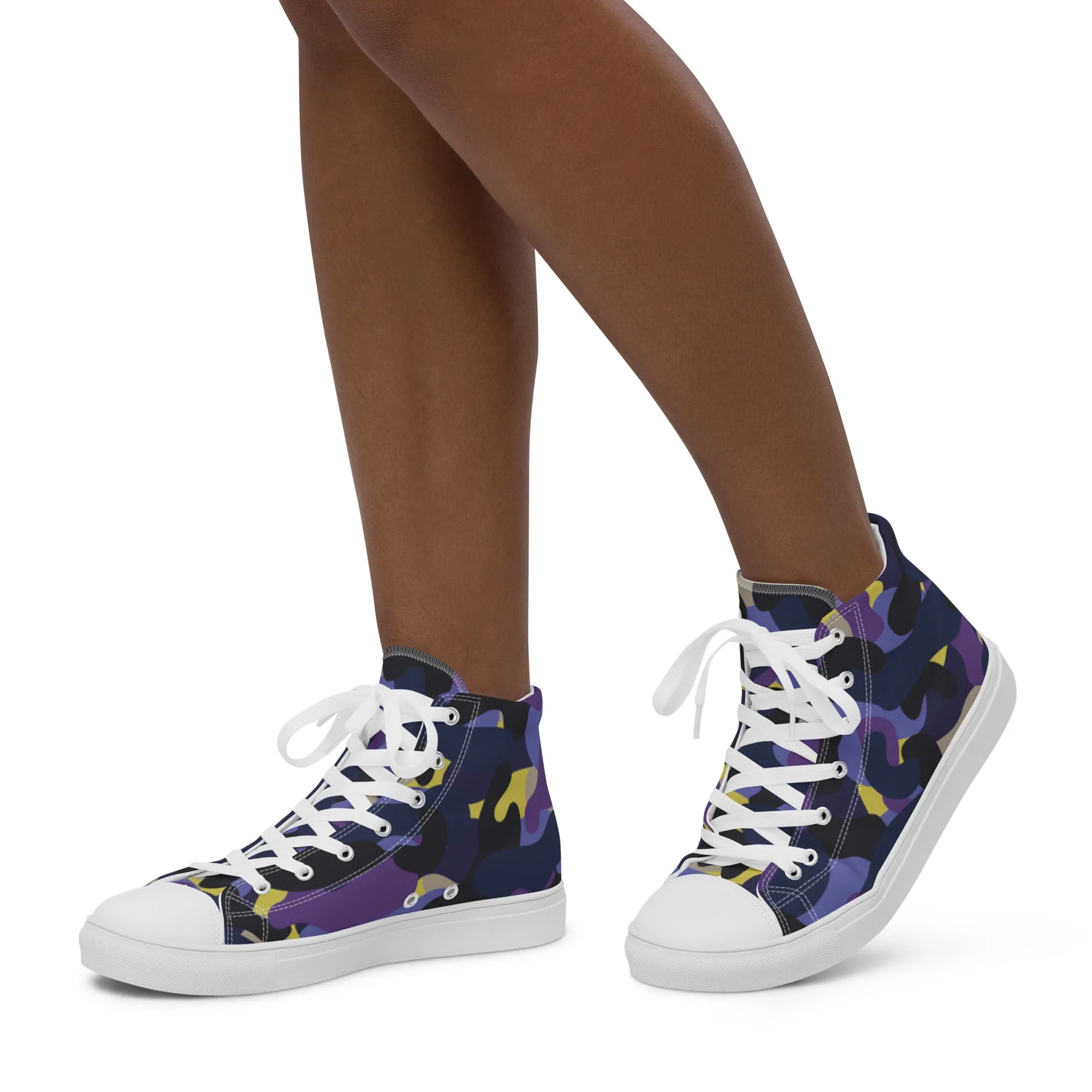 Women’s Purple Camo high top canvas shoes