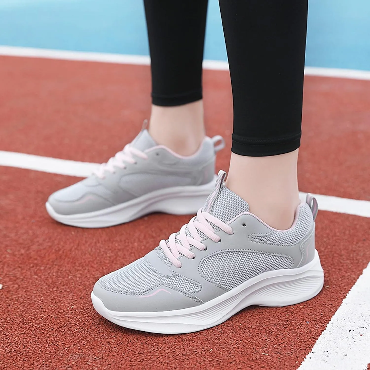 Women's Running Shoes Breathable Walking Sneakers Lightweight Breathable Comfort Non Slip Lace Up Sports Shoes