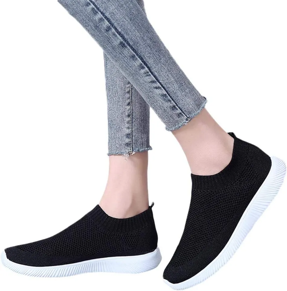 Womens Running Shoes Slip-on Walking Sneakers Non Slip Work Shoes Women Cute Casual Tennis Shoes Black Platform Sneaker Platform Tennis Shoe Loafers Casual Slip On