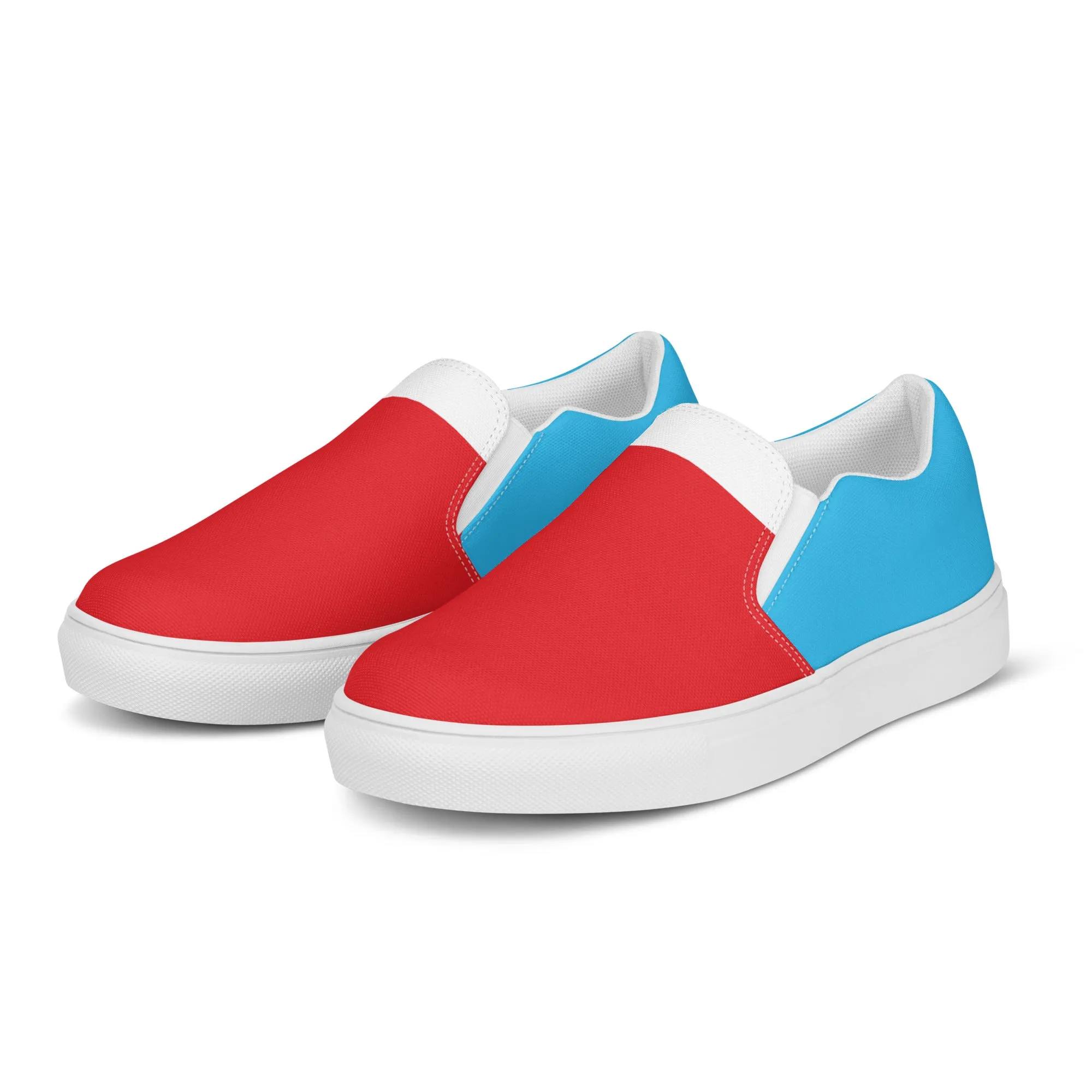 Women’s Slip-On Canvas Shoes (Red, White, Turquoise)