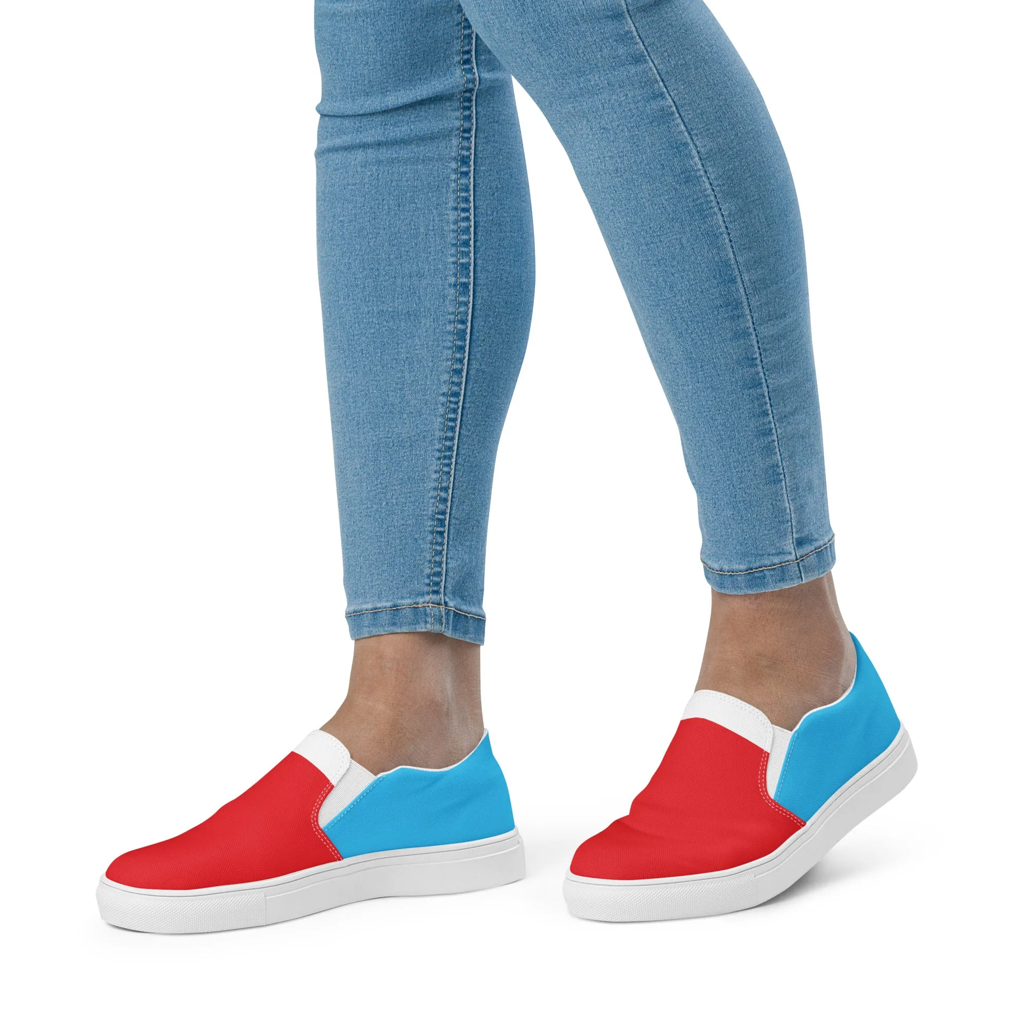 Women’s Slip-On Canvas Shoes (Red, White, Turquoise)