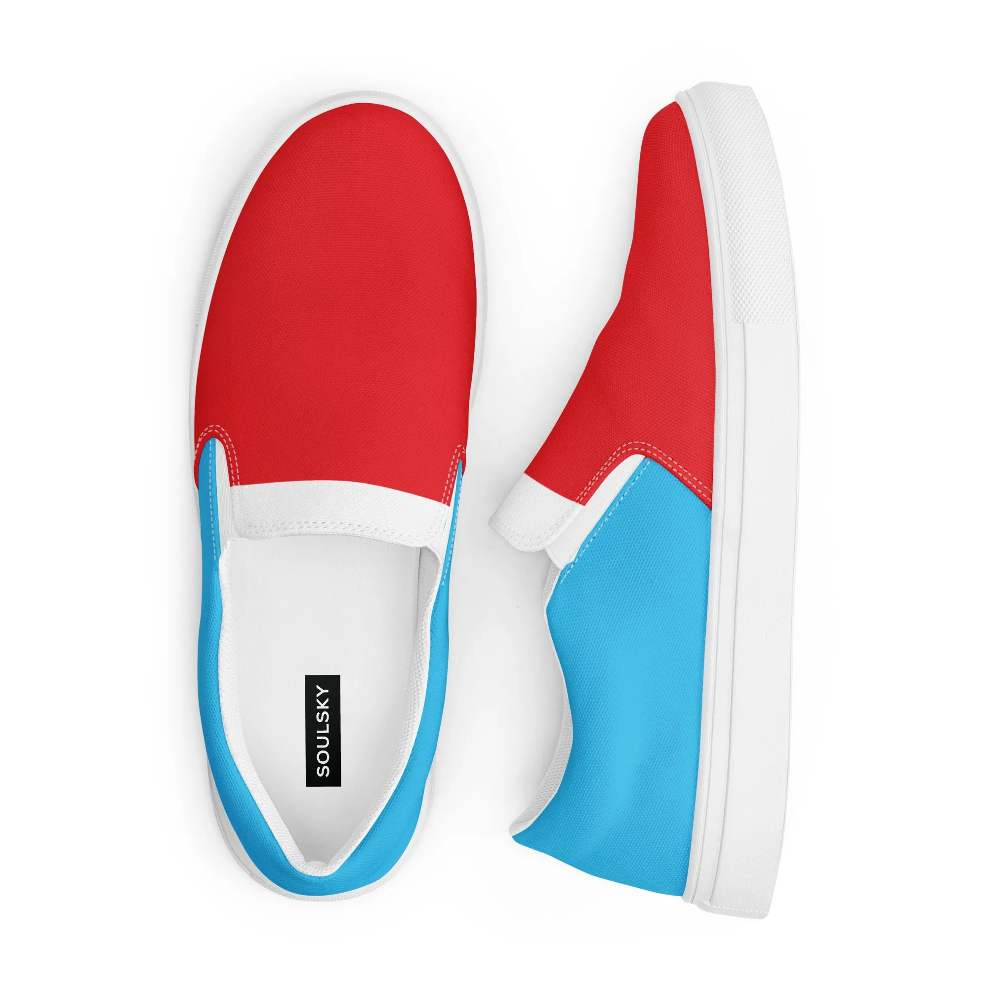 Women’s Slip-On Canvas Shoes (Red, White, Turquoise)