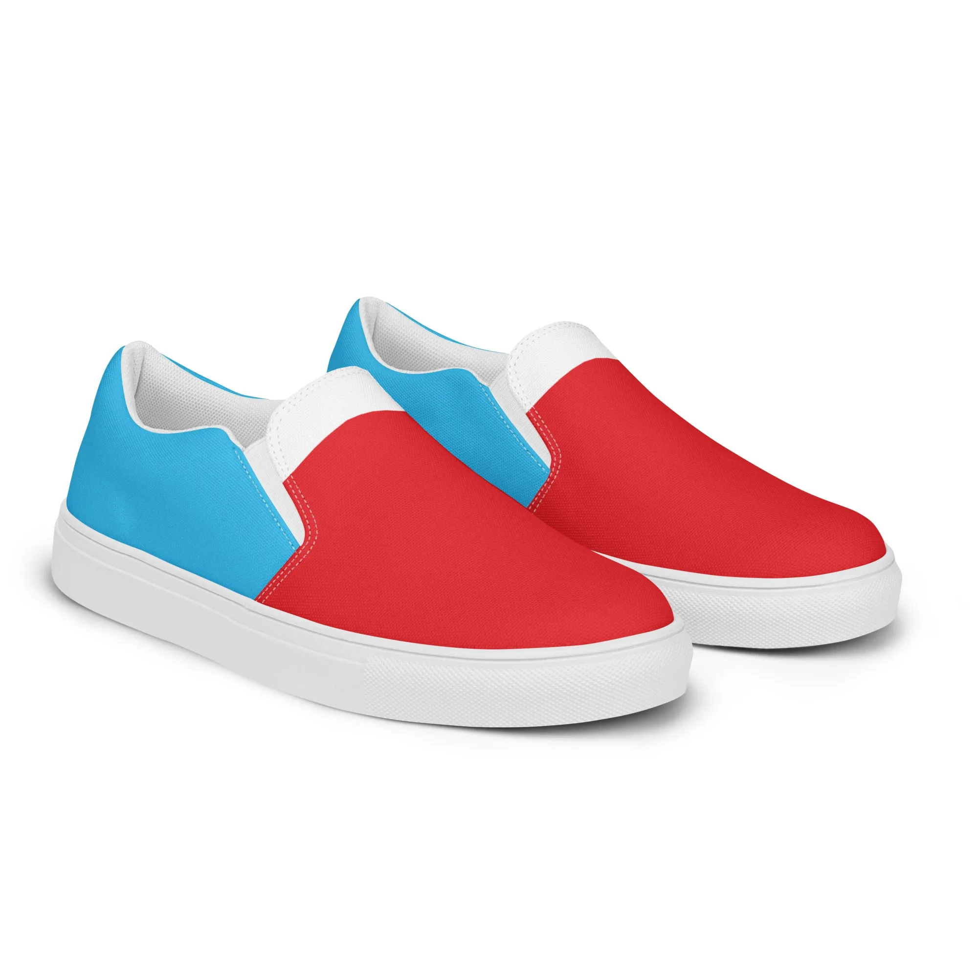 Women’s Slip-On Canvas Shoes (Red, White, Turquoise)