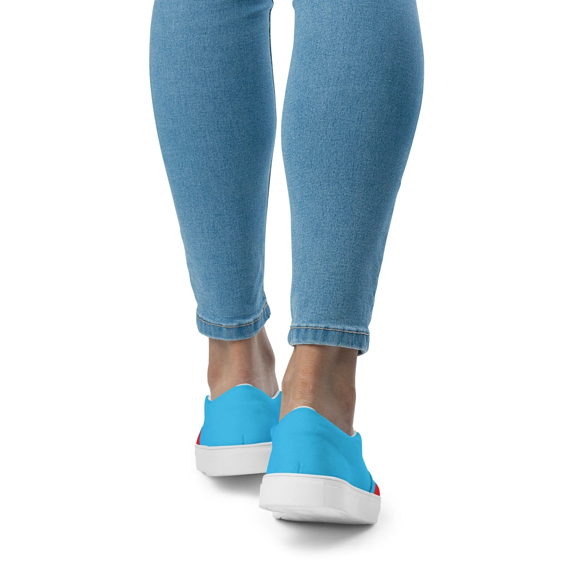 Women’s Slip-On Canvas Shoes (Red, White, Turquoise)