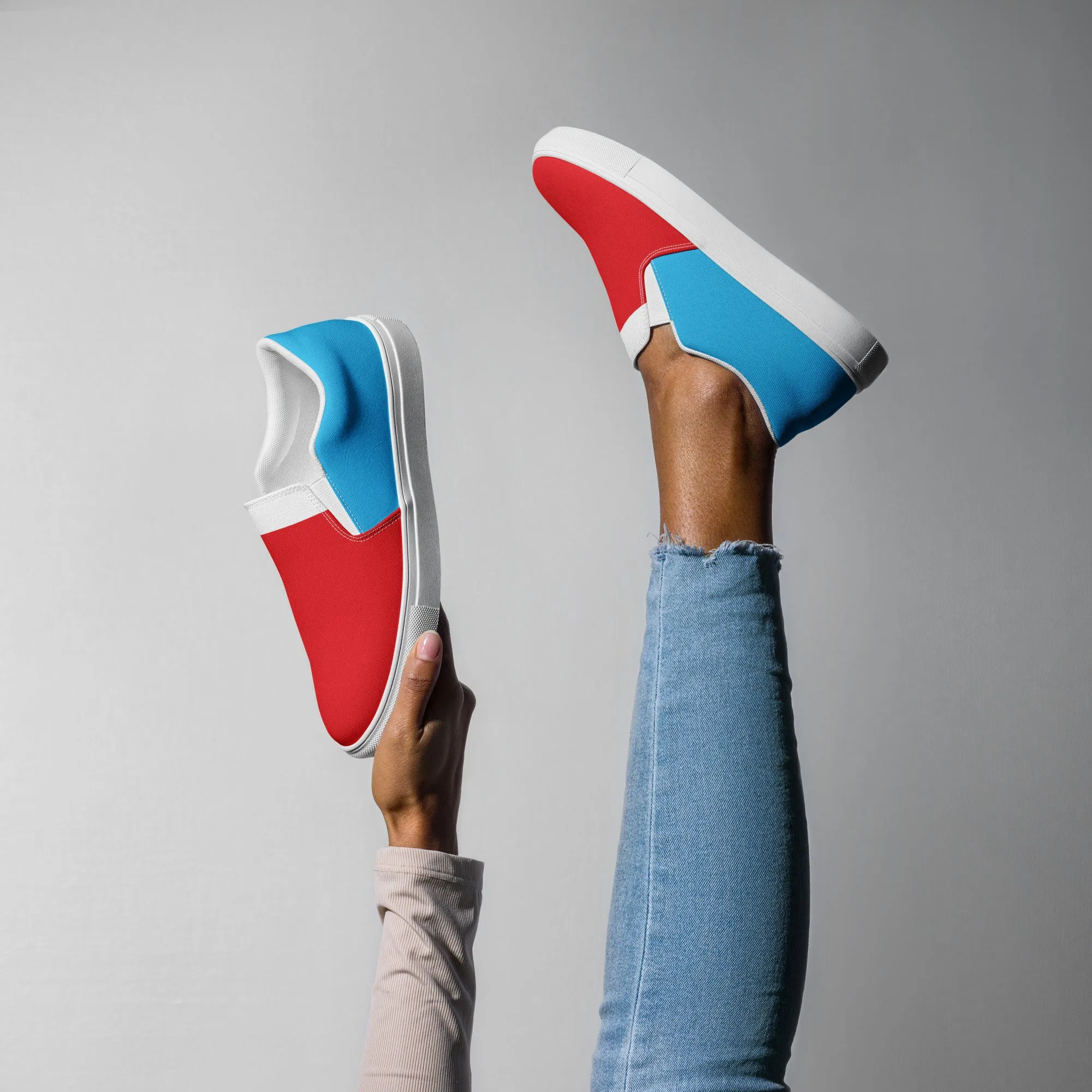 Women’s Slip-On Canvas Shoes (Red, White, Turquoise)
