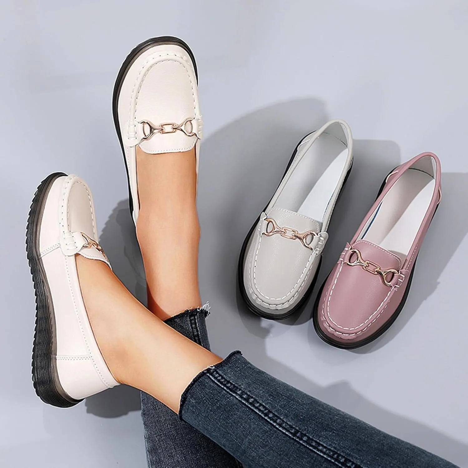 Women's Slip On Loafer Shoes Fashion Leather Shoes Non Slip Versatile Dress Shoes Business Casual Shoes