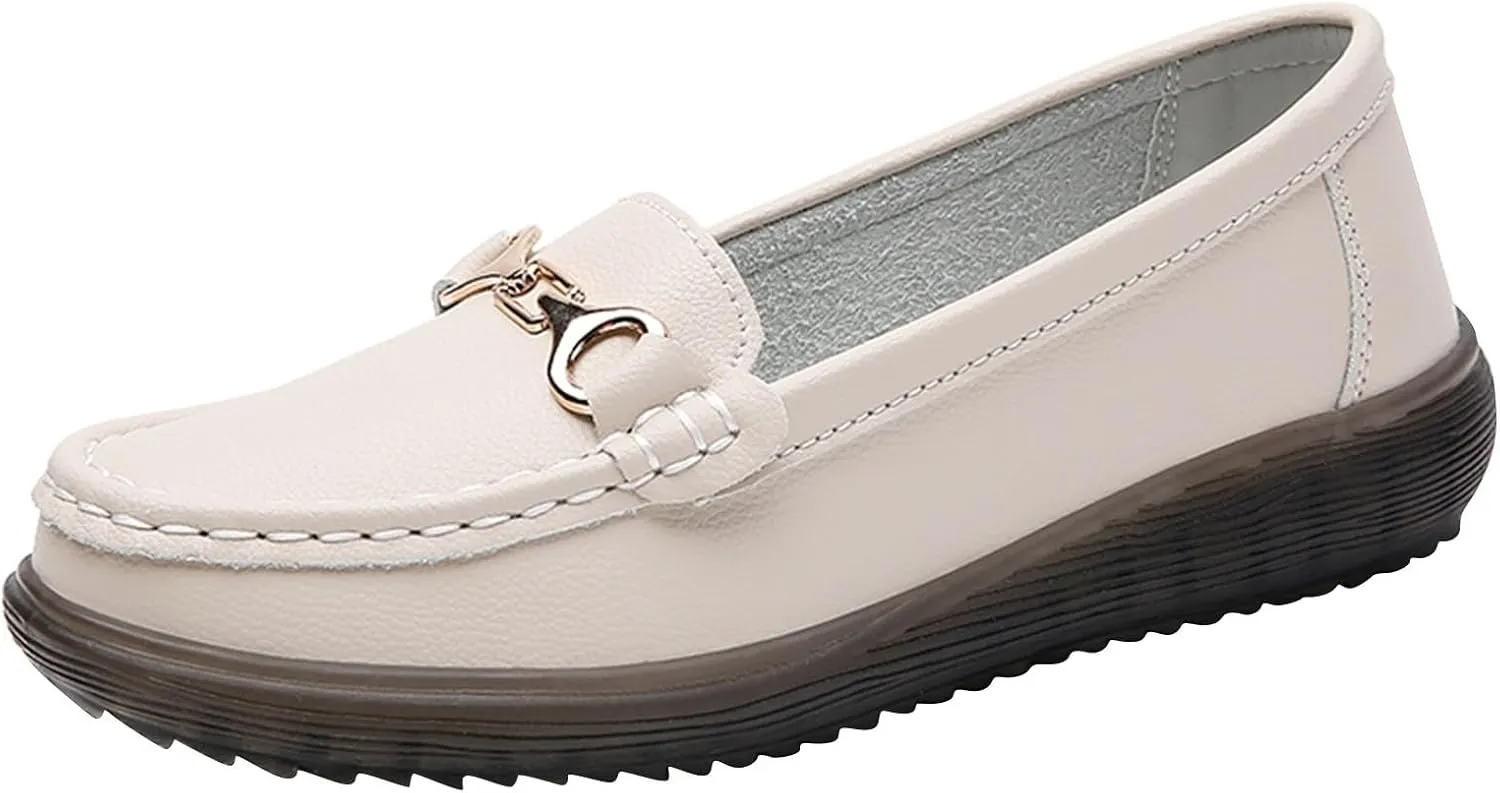 Women's Slip On Loafer Shoes Fashion Leather Shoes Non Slip Versatile Dress Shoes Business Casual Shoes