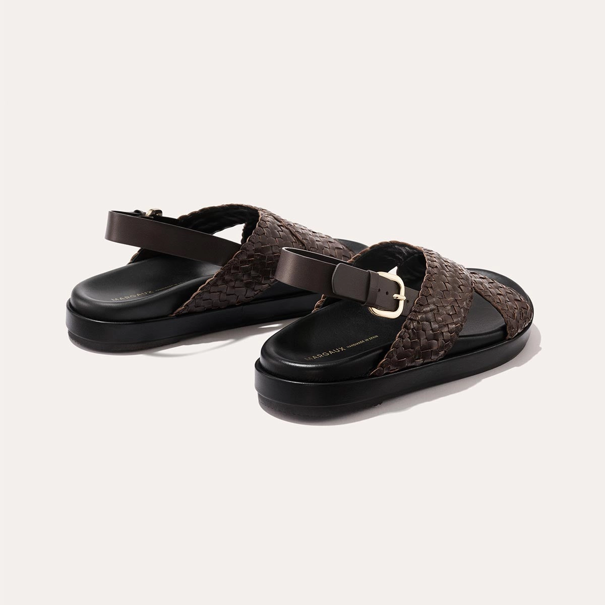Elastic Flexible Torsion System The Petra Sandal - Espresso Woven Leather