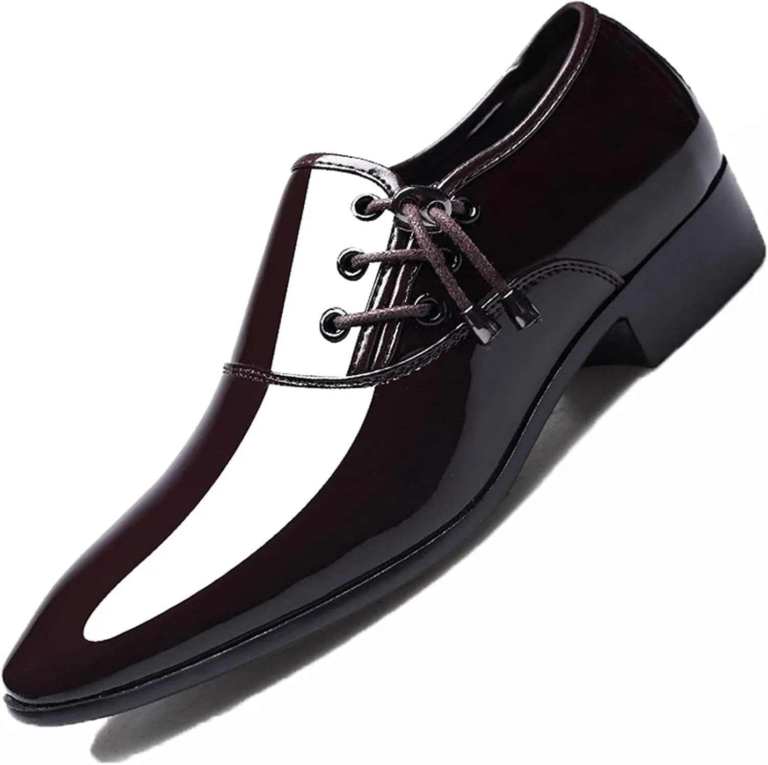 Yiozoi Men's Dress Casual Wear Patent Leather Pointed Formal Office Wedding Party Business Shoes